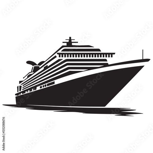 cruise ship icon, cruise ship silhouette vector, black illustration. with white background