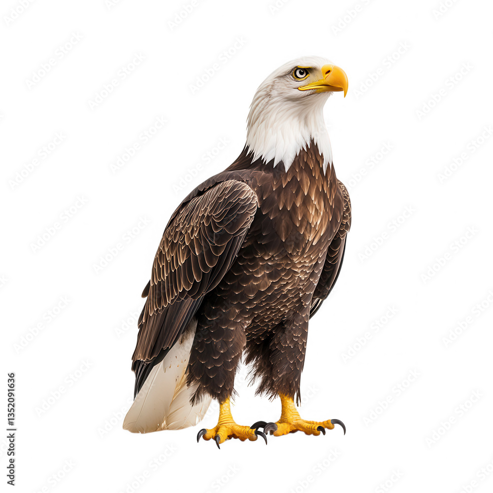 Obraz premium a majestic bald eagle stands proudly showcasing its striking features including a white head dark brown body and sharp talons symbolizing strength and freedom