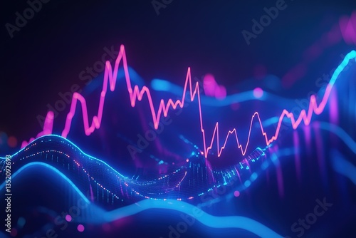 Glowing Data Waves: A vibrant visualization of dynamic data and abstract trends