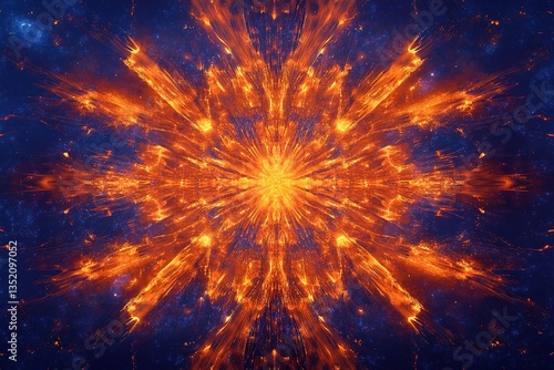 Burst of light emanating outward into a dark void resembling cosmic phenomena