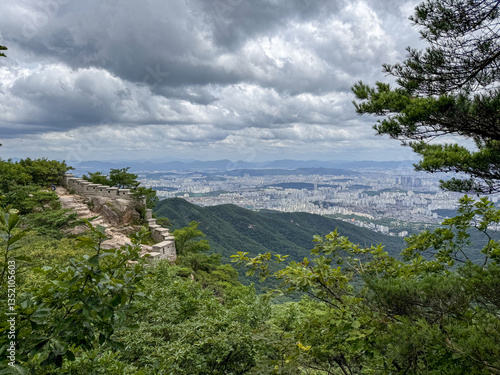 Wallpaper Mural Ancient Fortress Wall with a Panoramic View of Seoul Torontodigital.ca