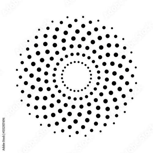 Circular halftone dot ring with hollow center
