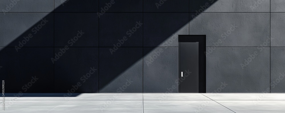 Fototapeta premium Minimalist door against a concrete wall.