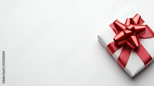 Wallpaper Mural White Gift Box with Red Ribbon Bow on White Background Torontodigital.ca