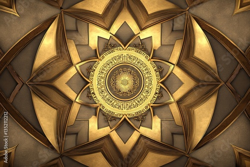Golden Architectural Ceiling Art