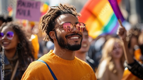 United for Equality: Diverse LGBTQ+ Rights Protesters with Colorful Signs for Social Change