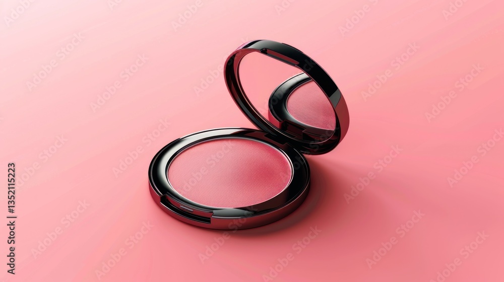 Minimalist compact mirror or makeup palette icon on a plain background, symbolizing makeup application and beauty routines. Minimalist compact mirror or makeup palette icon on a plain background, symbolizing makeup application and beauty routines.