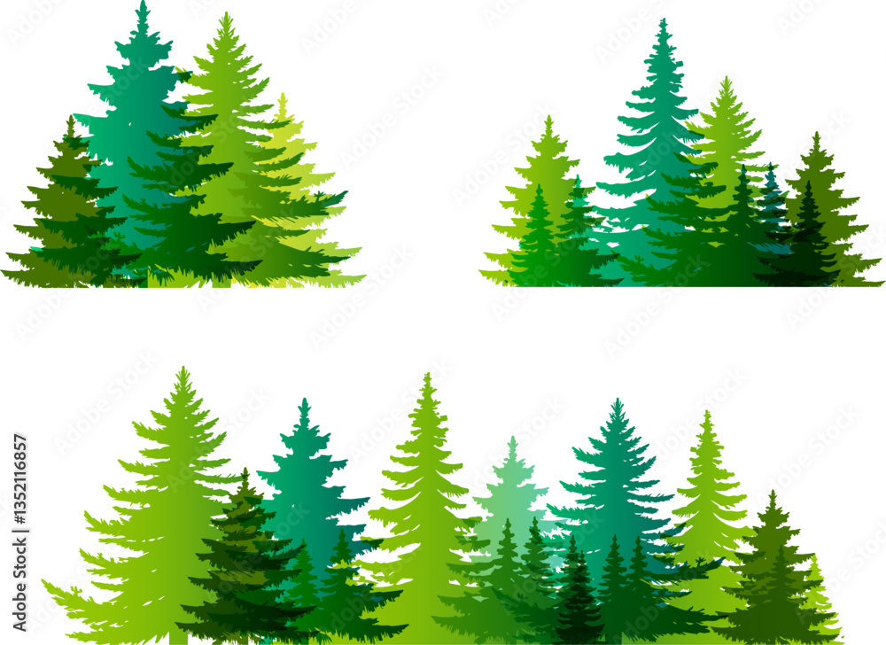 Obraz premium Tree silhouettes collection. Vector decoration elements.