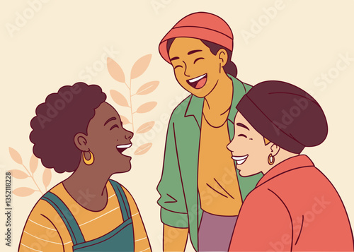 A happy and smiling young man. A happy event. Color. Line drawing illustration. Vector.