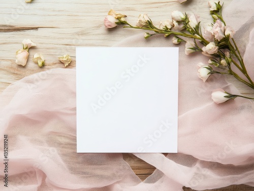 Blank Square Paper Card Mockup – Minimal Flat Lay for Invitations, Greetings, or Branding Mockups