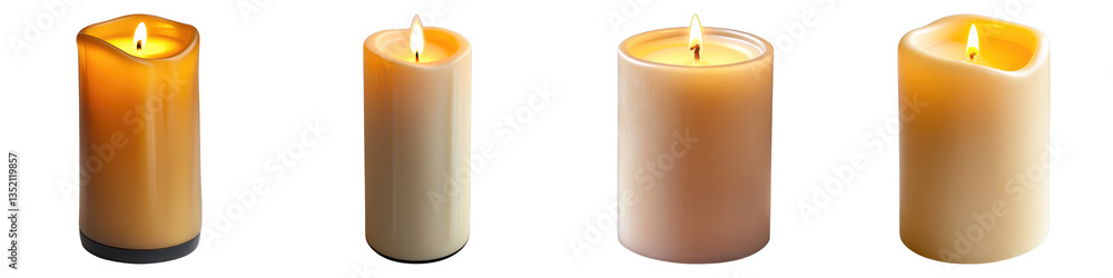 Remote controlled flameless candle isolated on transparent background. PNG , Set of Remote controlled flameless candle isolated on transparent background. PNG , Set of