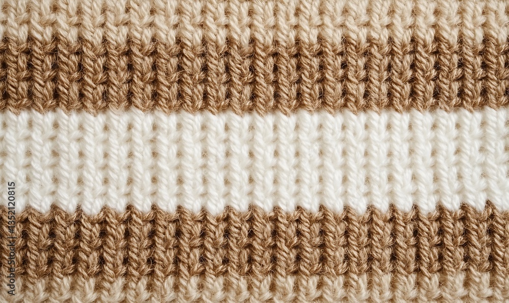 Close-up view of a knitted fabric texture stripes. Cozy wool yarn pattern perfect for backgrounds