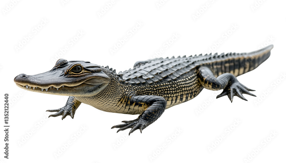 Fototapeta premium Crocodile, full body, on Png Format and Transparent Background