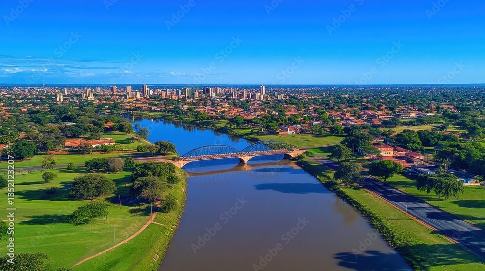 Fototapeta premium Aerial View of Formosa City, Argentina: A Breathtaking Panorama of the Rio Paraguay
