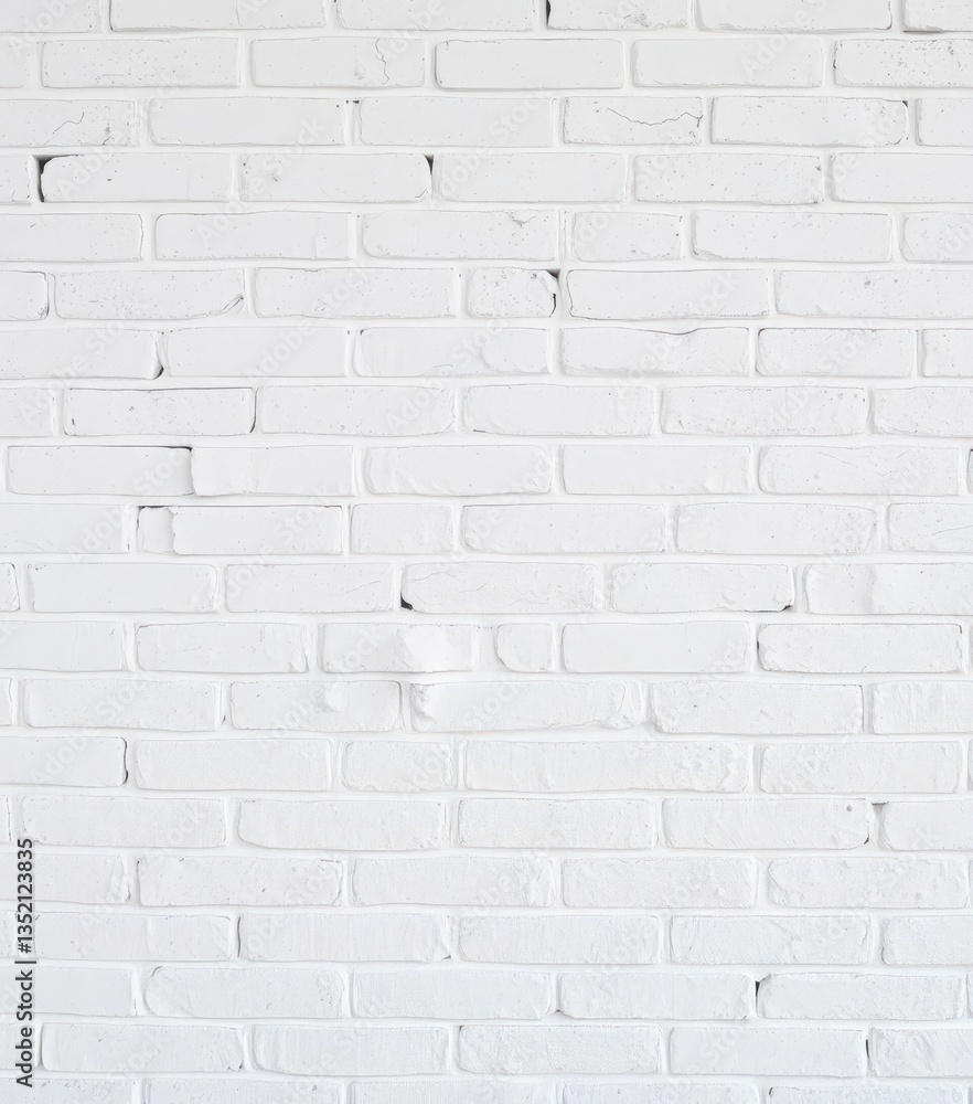 Naklejka premium Rough whitewashed brick wall texture, uneven plaster, white, detail