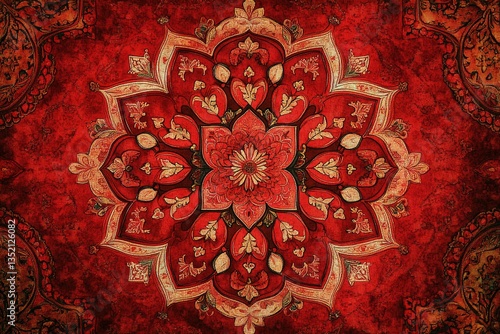 Floral Mandala Design in Red Tones