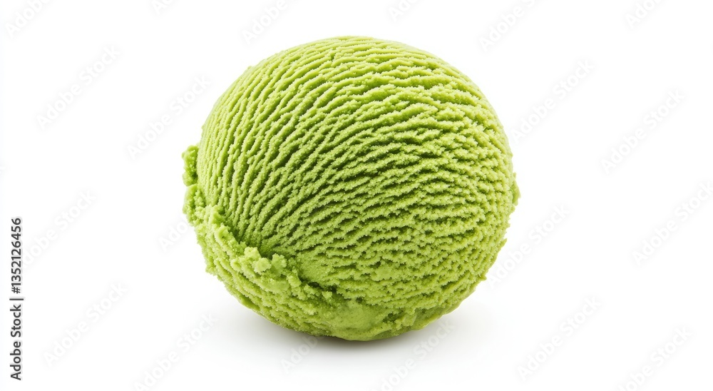 Single scoop of vibrant green ice cream Single scoop of vibrant green ice cream
