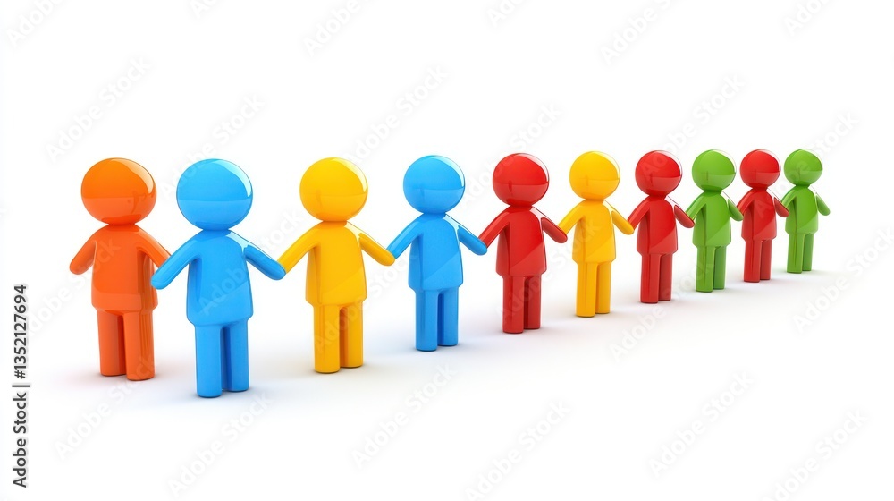 Colorful figures linked hands, unity concept, illustration Colorful figures linked hands, unity concept, illustration