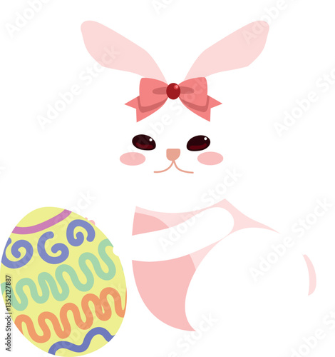 illustration rabbit playing with egg