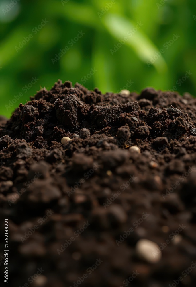 Close-up of soil texture against vibrant green backdrop, texture, environment, earth Close-up of soil texture against vibrant green backdrop, texture, environment, earth