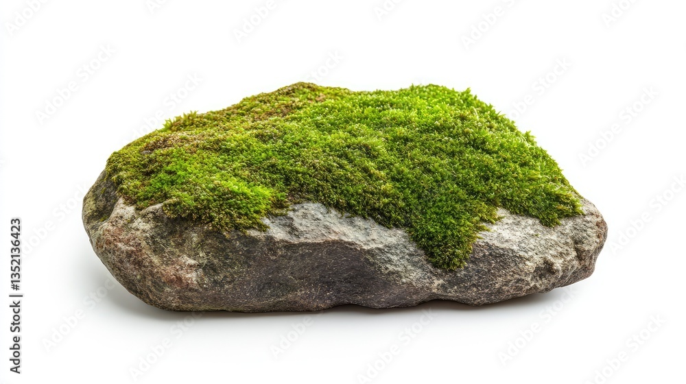 Smooth rock covered with vibrant green moss on a white background, showcasing a beautiful natural texture, perfect for eco-friendly or nature-related projects and designs. Smooth rock covered with vibrant green moss on a white background, showcasing a beautiful natural texture, perfect for eco-friendly or nature-related projects and designs.
