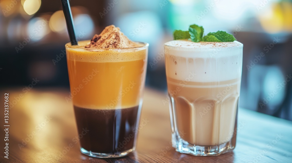 Two Delightful Coffee Drinks: Iced Coffee and Latte Two Delightful Coffee Drinks: Iced Coffee and Latte