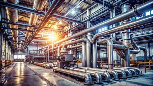 Industrial vein with metal pipe and machinery in a factory background  industrial vein  technology  industrial vein