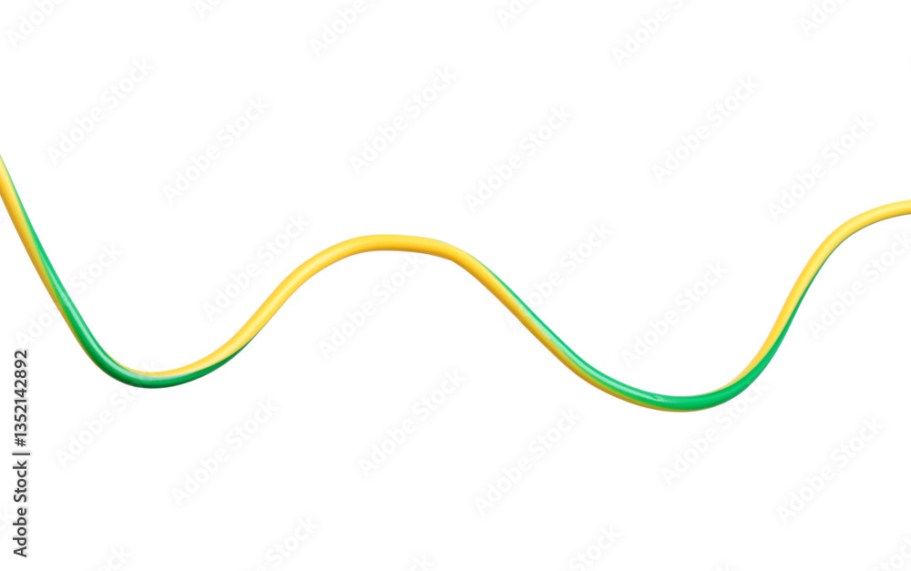 One colorful electrical wire isolated on white