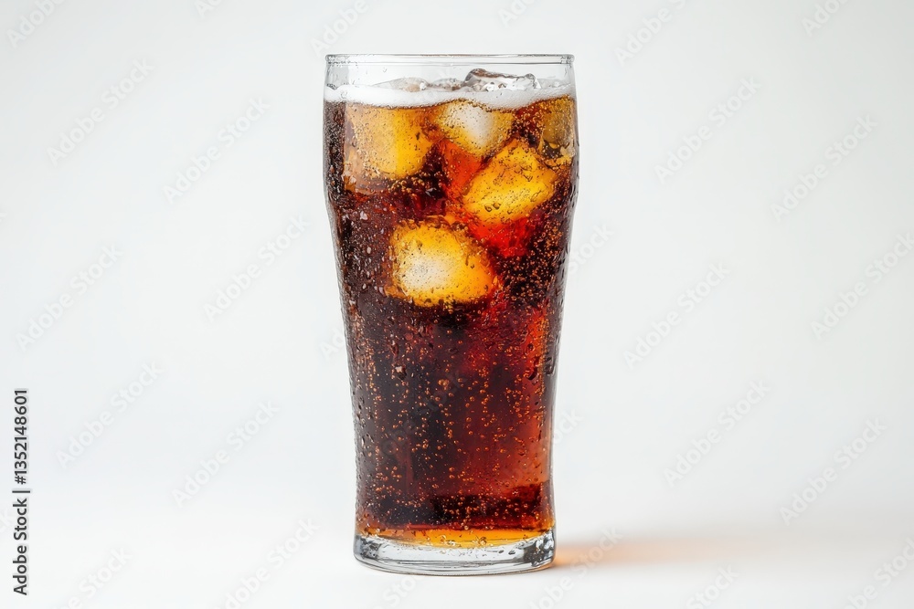 A refreshing glass of cold dark fizzy drink with ice A refreshing glass of cold dark fizzy drink with ice