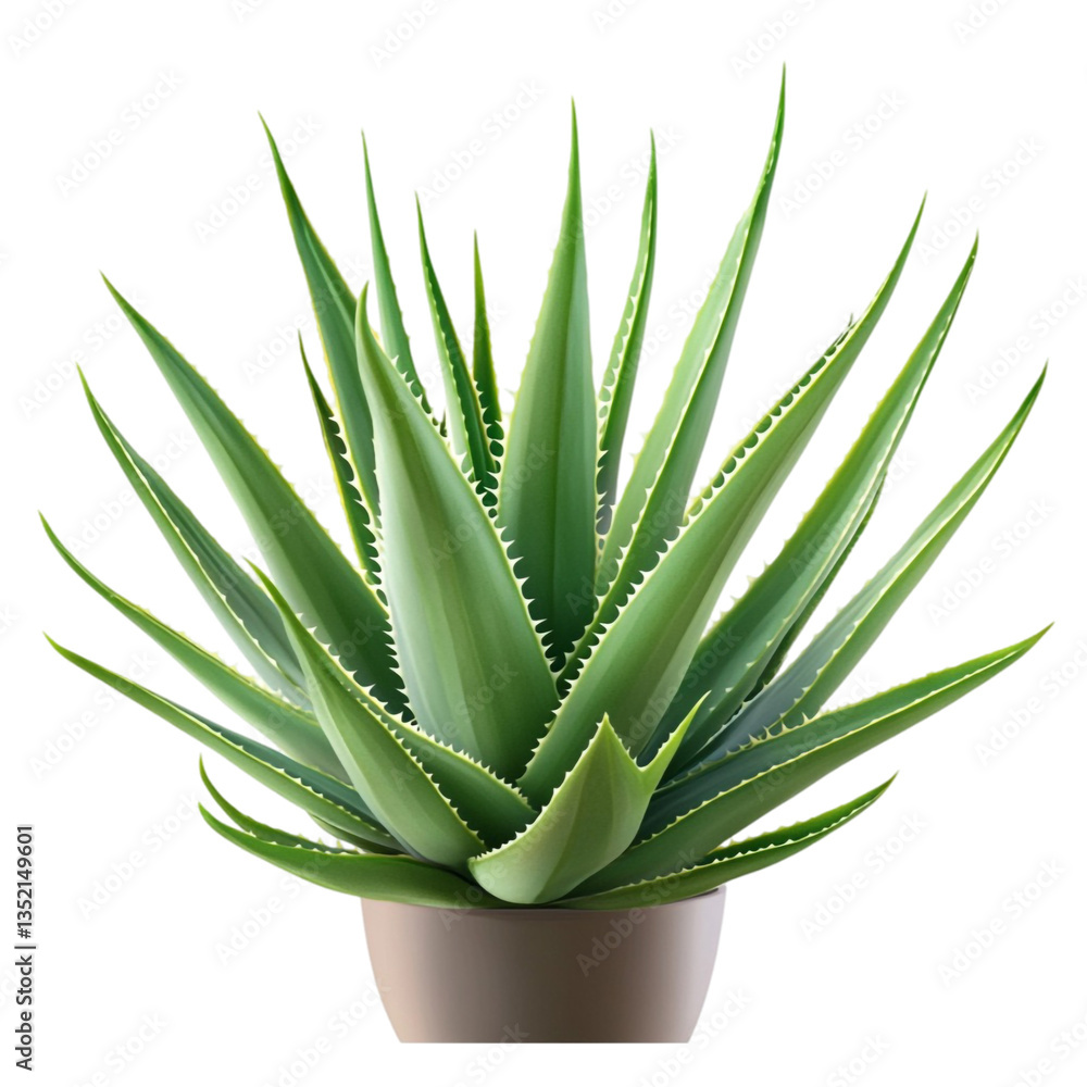 Fototapeta premium Aloe Vera Plant in Pot Green Succulent Houseplant