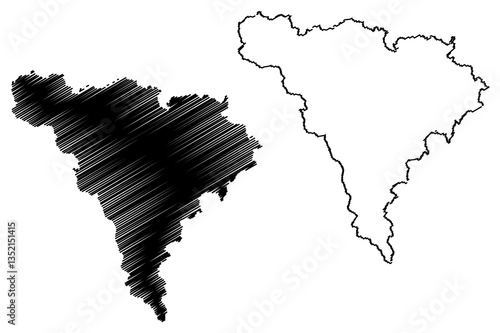 Alba County (Administrative divisions of Romania, Centru development region) map vector illustration, scribble sketch Alba map