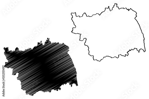 Bacau County (Administrative divisions of Romania, Nord-Est development region) map vector illustration, scribble sketch Bacau map