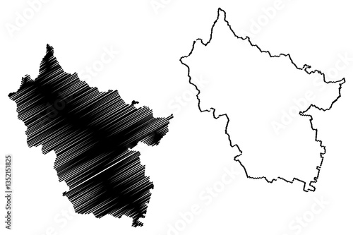 Buzau County (Administrative divisions of Romania, Sud-Est development region) map vector illustration, scribble sketch Buzau map
