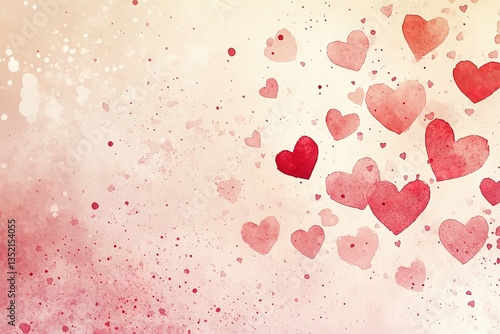 Watercolor Hearts: Valentine's Day or love-themed background with painted hearts