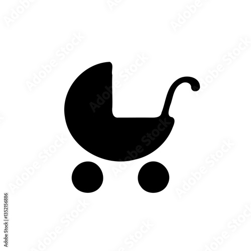 Minimalist Black Baby Stroller Icon Illustration