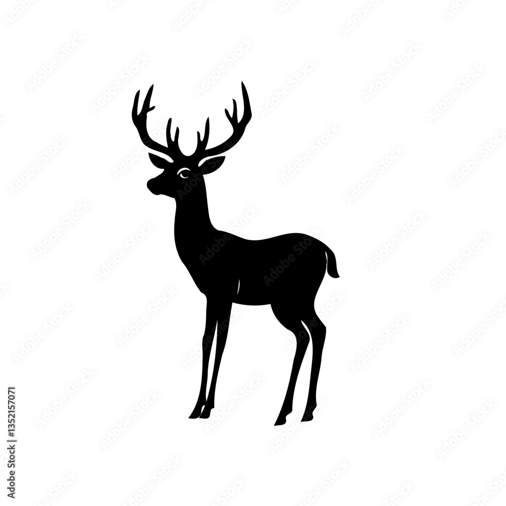Fototapeta premium Elegant Deer Silhouette Isolated on White Backdrop