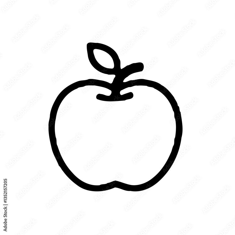 Apple Sketch: Minimalist Fruit Icon on White Field Apple Sketch: Minimalist Fruit Icon on White Field