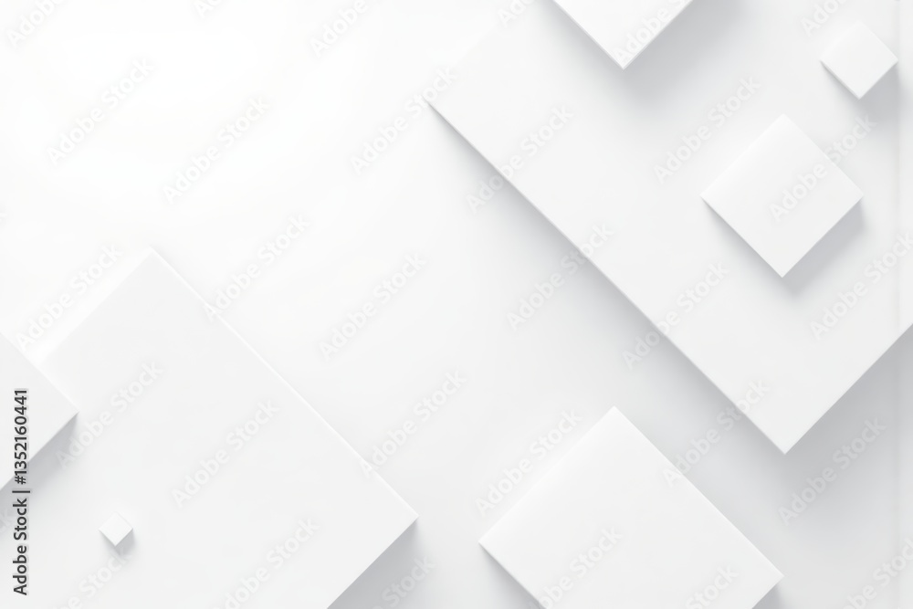 Abstract White Geometric Background with 3D Squares, Minimalist Design for Modern Templates