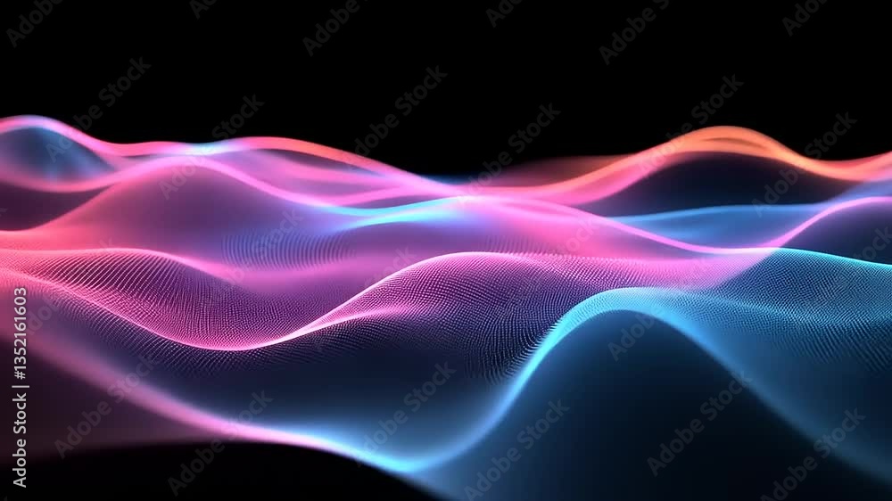 Vibrant abstract waves of pink and blue light undulate against a dark background, creating a dynamic visual effect Vibrant abstract waves of pink and blue light undulate against a dark background, creating a dynamic visual effect