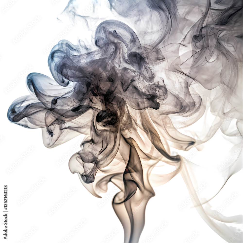 Fototapeta premium Abstract Smoke Swirls Grey White Texture Background isolated on transparent background