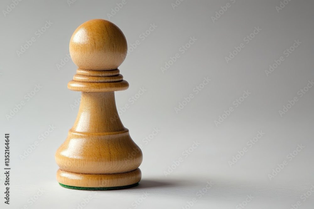 A Single Isolated Wooden Pawn Against a Gradated White Backdrop A Single Isolated Wooden Pawn Against a Gradated White Backdrop