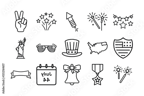 4th of July icon set