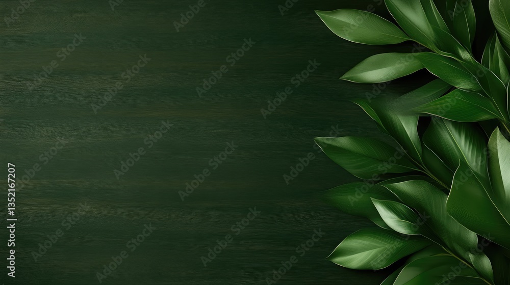 Fresh green leaves on dark backdrop Fresh green leaves on dark backdrop