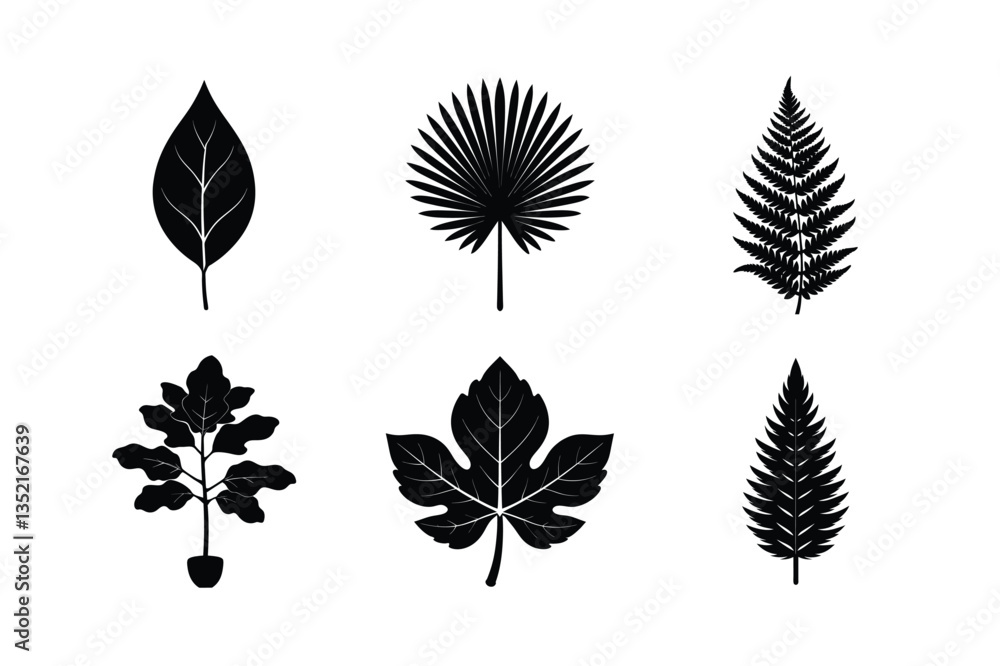 Fototapeta premium worlds famous many kinds of leaves silhouette vector illustration