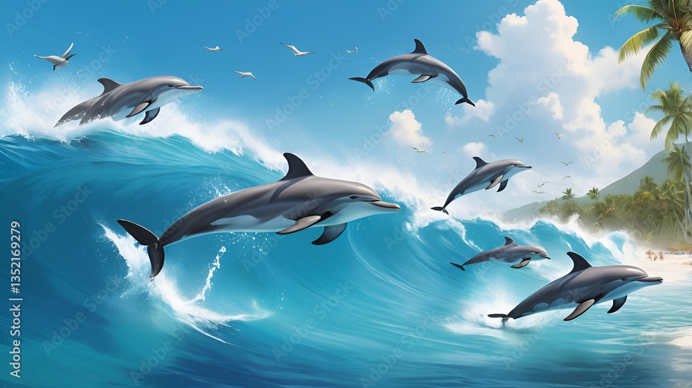 Obraz premium dolphins in the sea ai