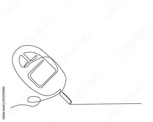 One continuous line drawing of Blood glucose meter test illustration. glucometer pharmacy equipment outline.