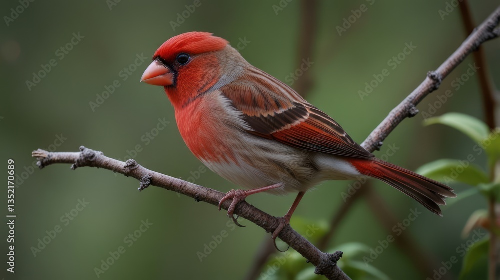 Red bird on branch Red bird on branch