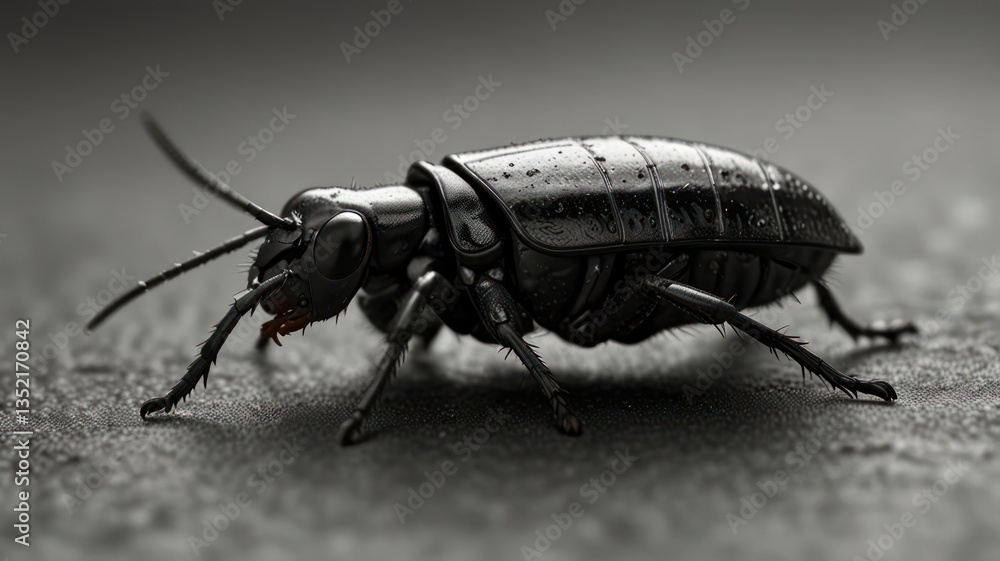 Naklejka premium Detailed close-up of a black beetle