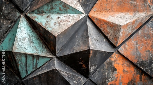 Abstract Geometric Pattern with Charcoal Texture and Warm Hues