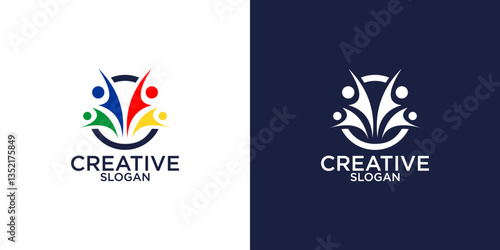 Illustration People Logo Design Template
